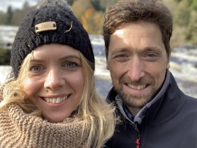 Lindsay Smith with her husband Chris Smith, 43, a Team GB fell runner who died while on holiday in Scotland last month.