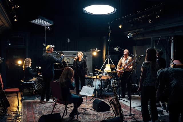 James Yorkston and Nina Persson recording with the Second Hand Orchestra