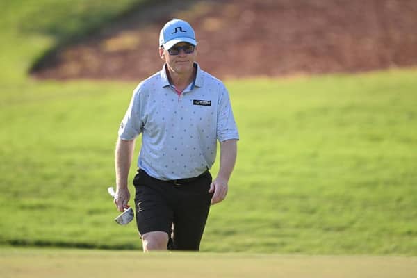 DP World Tour CEO Keith Pelley pictured playing in the pro-am prior to the DP World Tour Championship on the Earth Course at Jumeirah Golf Estates in Dubai. Picture: Ross Kinnaird/Getty Images.