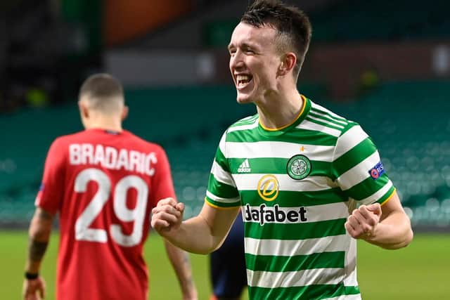 Celtic's David Turnbull shows his glee with his matchwinning goal that capped a storming display team-mate McGregor believes should earn him a run in the side. (Photo by Rob Casey / SNS Group)