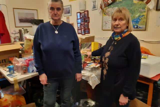 Ann Ostopko and Senia Urquhart at the Ukrainian Club in Edinburgh.