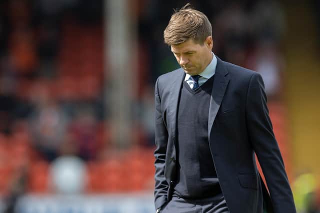 Rangers manager Steven Gerrard has plenty to ponder after his team's 1-0 defeat against Dundee United at Tannadice on Saturday. (Photo by Steve Welsh/Getty Images)