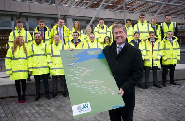 The then infrastructure secretary Keith Brown promoting the A9 dualling scheme in 2014. Picture: Jane Barlow.