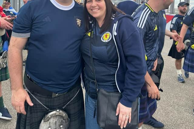 Scotland fan Graeme Shinnie and his wife, Emma, ahead of Friday's match against Germany.