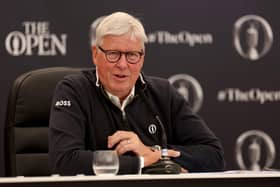 Martin Slumbers, CEO of The R&A talks to the media during a press conference prior to The 152nd Open at Royal Troon. Picture: Harry How/Getty Images.