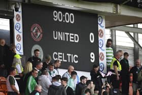 The scoreboard at Tannadice displays Dundee United's worst ever home defeat. (Photo by Rob Casey / SNS Group)