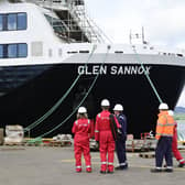 The Glen Sannox at the Ferguson Marine shipyard.