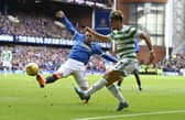 Celtic's Jota (R) and Rangers' Aaron Ramsey during the last match between the two at Ibrox.