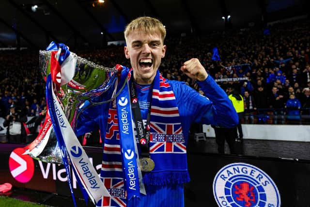 Ross McCausland lifted the Viaplay Cup with Rangers in December.  (Photo by Craig Williamson / SNS Group)