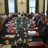 Britain's Prime Minister Boris Johnson (centre left) leads the first Cabinet meeting since the reshuffle, at 10 Downing Street. Picture: Ben Stansall/Pool Photo via AP