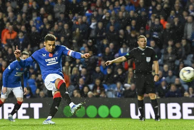 Rangers captain James Tavernier scores a penalty against Hearts last weekend having missed one earlier in the game. (Photo by Rob Casey / SNS Group)