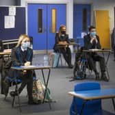S5 and S6 students during an English Literature class at St Andrew's RC Secondary School in Glasgow.