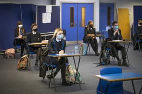 S5 and S6 students during an English Literature class at St Andrew's RC Secondary School in Glasgow.