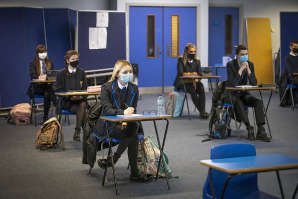 S5 and S6 students during an English Literature class at St Andrew's RC Secondary School in Glasgow.