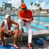 On swim duty for the Miami Hurricanes with coach Bill Diaz, in a pool which could never be confused with Edinburgh's municipal baths.
