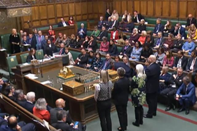 Deputy Speaker Dame Eleanor Laing announcing the result of a vote for Labour's motion to allocate Commons time to consider banning fracking, which was defeated by 230 votes to 326, majority 96 in the House of Commons in London. Issue date: Wednesday October 19, 2022.