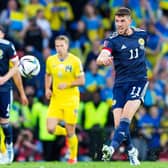 Ryan Christie of Scotland during a FIFA World Cup Play-Off Semi Final between Scotland and Ukraine at Hampden Park, on June  01, 2022, in Glasgow, Scotland. (Photo by Ewan Bootman / SNS Group)