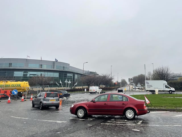 The amber "heavy rain" alert, covering Aberdeen, Aberdeenshire, Angus and Perth and Kinross, warns some fast-flowing or deep floodwater is likely, "causing danger to life".