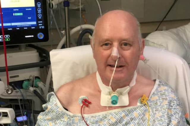 George Clark, 61, spent 56 days in an intensive care unit and had to relearn how to learn to swallow solid foods after being on a tube for so long.