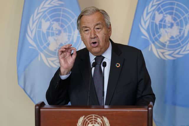 UN Secretary-General Antonio Guterres has warned that the world is 'on the highway to climate hell' because of 'global boiling' (Picture: John Minchillo/pool/Getty Images)