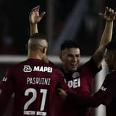 Celtic target Alexandro Bernabei was sent off for Lanus against Colon on Sunday. (Photo by ALEJANDRO PAGNI/AFP via Getty Images)