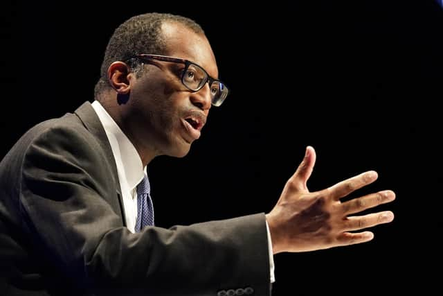 Chancellor of the Exchequer Kwasi Kwarteng delivers his speech at the Conservative Party annual conference