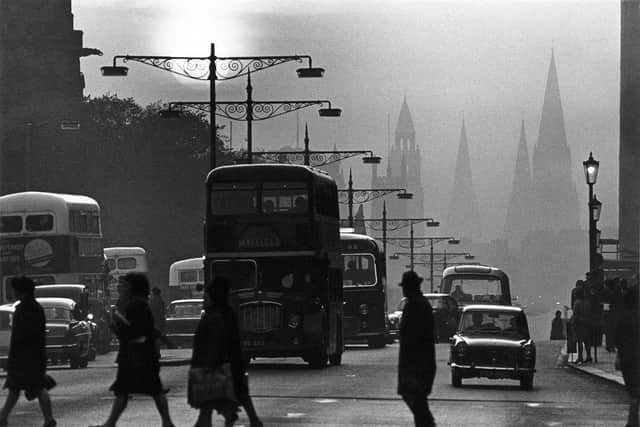 Winter sunset and fog on Princes Street in 1965. Picture: Robert Blomfield