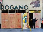 The Rogano restaurant, the oldest in Glasgow, is boarded up temporarily as the city goes into a tier-four lockdown (Picture: John Devlin)