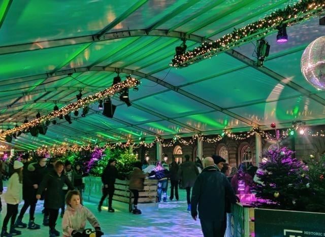Edinburgh Ice Rink lit up green