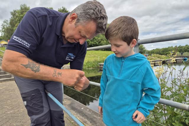 Gus Brindle won the first round of the Strathclyde Park evening series, and we see him here instructing during a previous Let’s Fish event. Picture Nigel Duncan