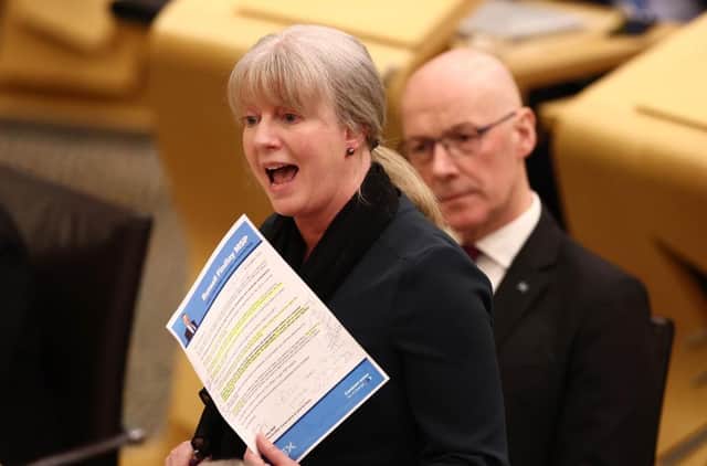 First Minister John Swinney looks on as Finance Secretary Shona Robison as the finance secretary presents the government's budget at Scottish Parliament Building last week (Picture: Jeff J Mitchell/Getty Images)