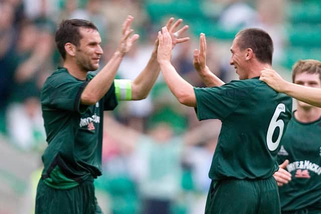 Stephen Glass and Scott Brown playing together at Easter Road. Picture: SNS