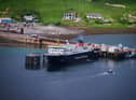 The MV Hebrides ferry in port at Lochmaddy