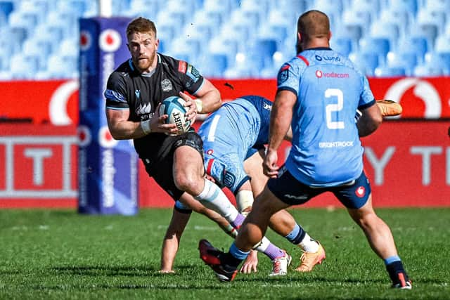 Kyle Steyn on the attack for Glasgow Warriors against the Vodacom Bulls in Pretoria. Glasgow conclude their trip to South Africa with a game against the Lions in Johannesburg on Saturday.  (Photo by SteveHaagSports/INPHO/Shutterstock)