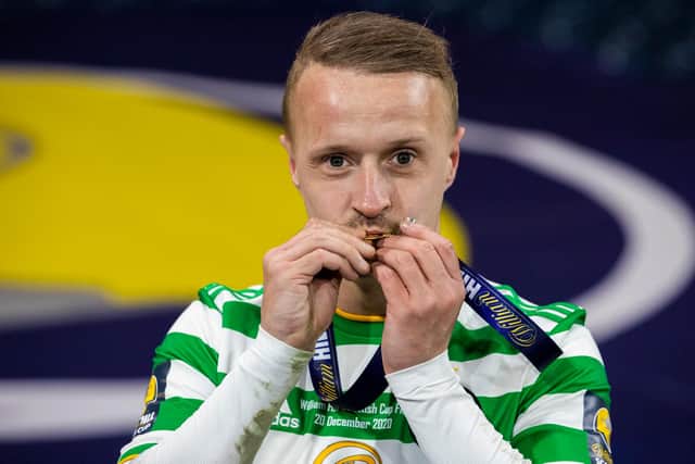 Celtic's Leigh Griffiths celebrates with his medal after the William Hill Scottish Cup Final between Celtic and Hearts at Hampden Park (Photo by Craig Williamson / SNS Group)