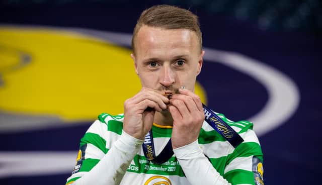 Celtic's Leigh Griffiths celebrates with his medal after the William Hill Scottish Cup Final between Celtic and Hearts at Hampden Park (Photo by Craig Williamson / SNS Group)