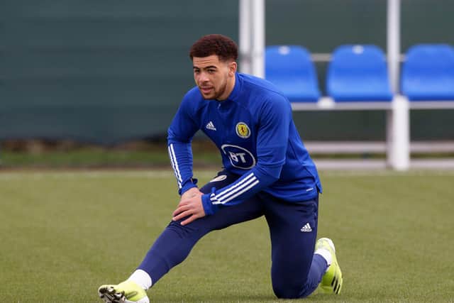 Scotland's Che Adams during a Scotland training session at Oriam, on March 22, 2021, in Edinburgh, Scotland. (Photo by Craig Williamson / SNS Group)