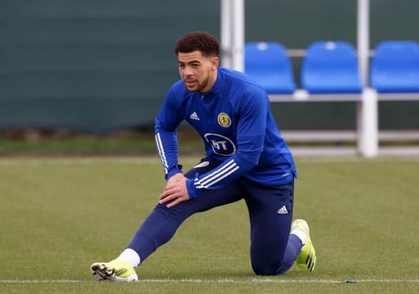Scotland's Che Adams during a Scotland training session at Oriam, on March 22, 2021, in Edinburgh, Scotland. (Photo by Craig Williamson / SNS Group)
