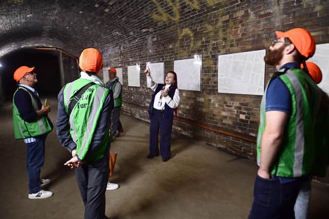 Glasgow Central Station tour guide Flavia Burroni taking a group into the bowels of the station. (Photo by John Devlin/The Scotsman)