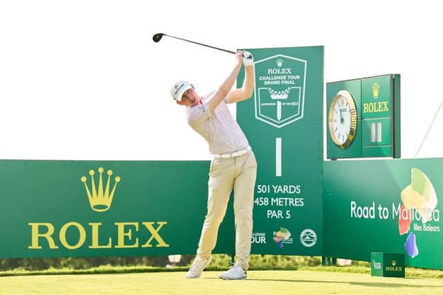 Euan Walker tees off in the Pro-Am prior to the Rolex Challenge Tour Grand Final supported by The R&A at Club de Golf Alcanada in Mallorca. Picture: Aitor Alcalde/Getty Images.