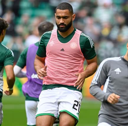GLASGOW, SCOTLAND - SEPTEMBER 03: Celtic's Cameron Carter-Vickers warms up during a cinch Premiersip match between Celtic and Rangers at Celtic Park, on September 03, 2022, in Glasgow, Scotland. (Photo by Rob Casey / SNS Group)