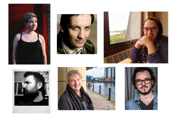 Some of the creative team behind the Tron's Earwig series, clockwise from top left: Stef Smith, Johnny McKnight, Hannah Lavery, Finn Den Hertog, Jo Clifford and Danny Krass