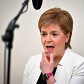 First Minister Nicola Sturgeon appearing on the BBC1 current affairs programme, The Andrew Marr Show from her home in Glasgow