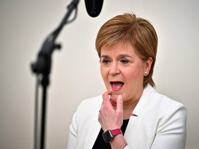 First Minister Nicola Sturgeon appearing on the BBC1 current affairs programme, The Andrew Marr Show from her home in Glasgow