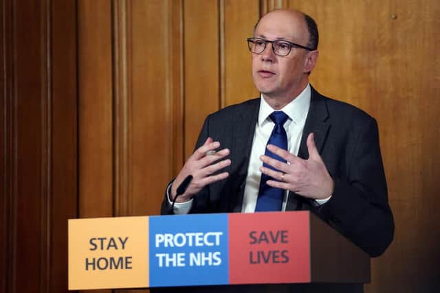 National Medical Director at NHS England, Stephen Powis answering questions from the media today via a video link during a media briefing in Downing Street. Picture: Pippa Fowles/PA Wire