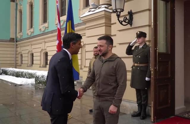 Rishi Sunak meets Volodymyr Zelensky in Kyiv. Picture: Twitter