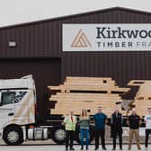 Kirkwood Timber Frame staff outside its factory that has been doubled in size to reach more than 52,000 square feet. Picture: contributed.