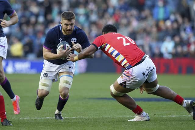 Luke Crosbie made his Scotland debut in the Autumn Nations Series win over Tonga at Murrayfield. (Photo by Craig Williamson / SNS Group)