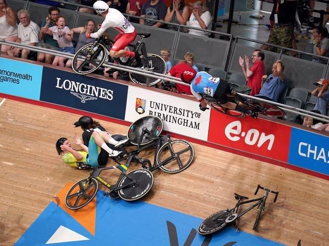 John Walton was in the right place when a terrifying crash happened during the Commonwealth Games cycling held in London as England’s Matt Walls went over the barrier into the crowd.

John said: “(It was a) spectacular crash at the Commonwealth Games. The rider crashed into the crowd as anguished spectators looked on in horror as the accident unfolded.”