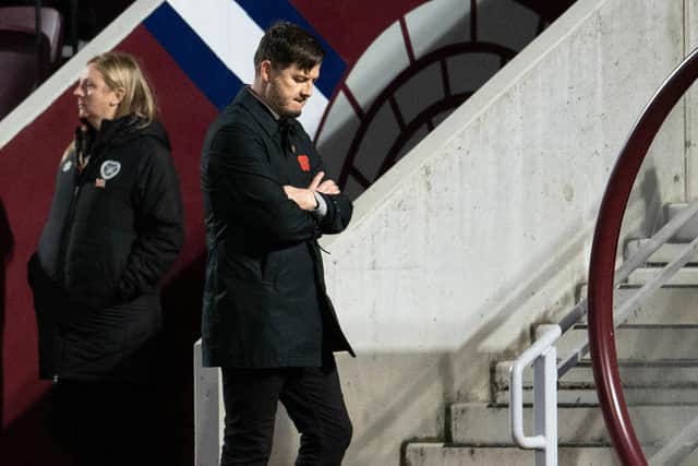 Dundee United manager Tam Courts can't hide his dejection.